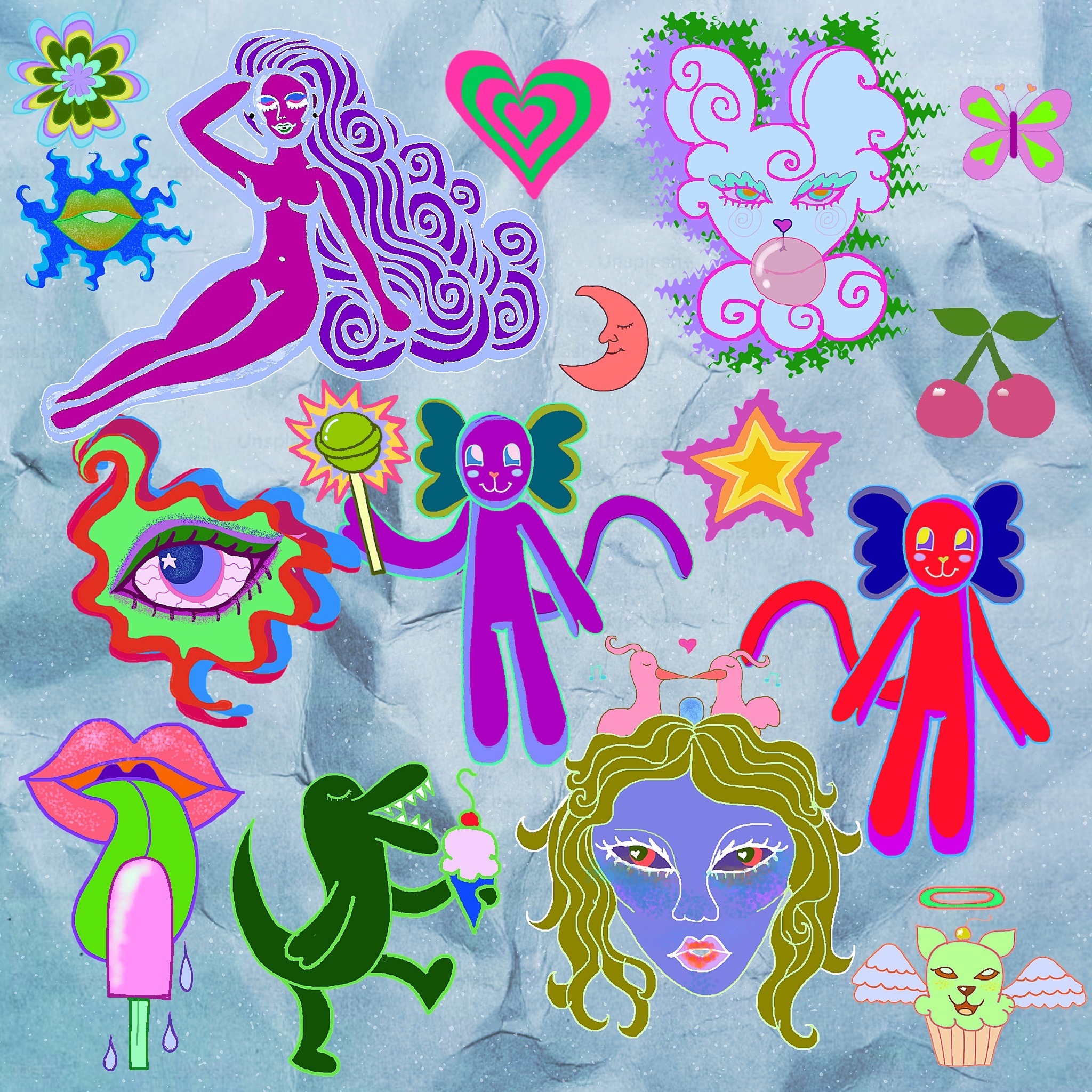 Y2K Sticker Illustrations